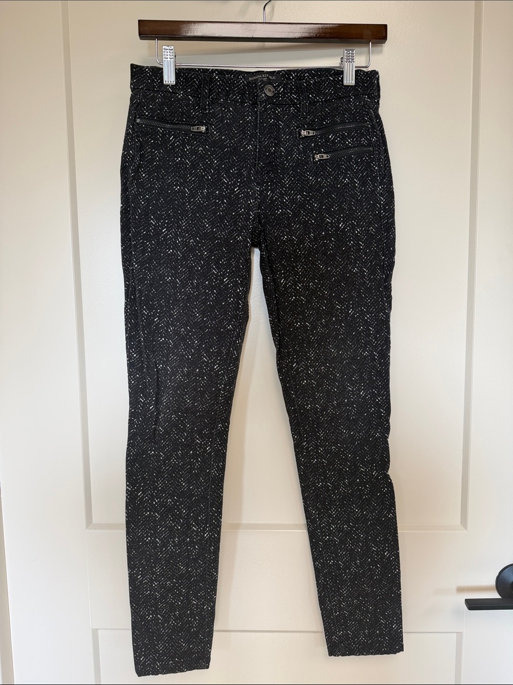 Banana Republic Black Tweed Skinny Ankle Pants